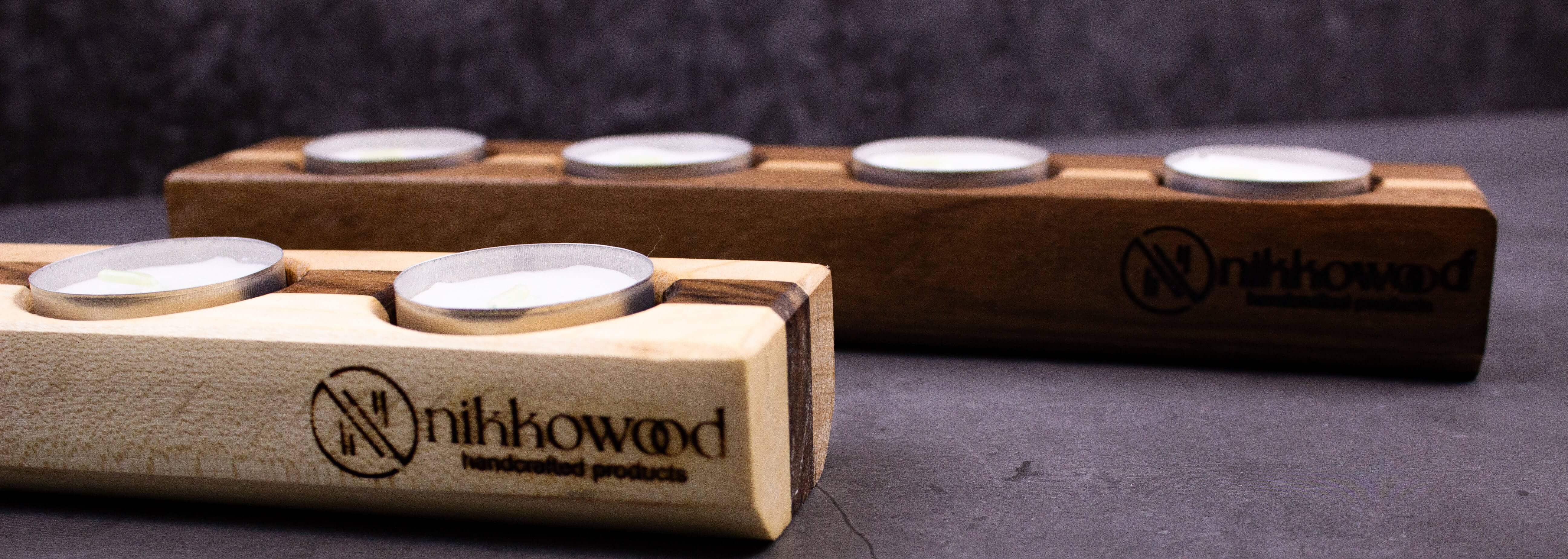 Handmade wooden tealight candle holders